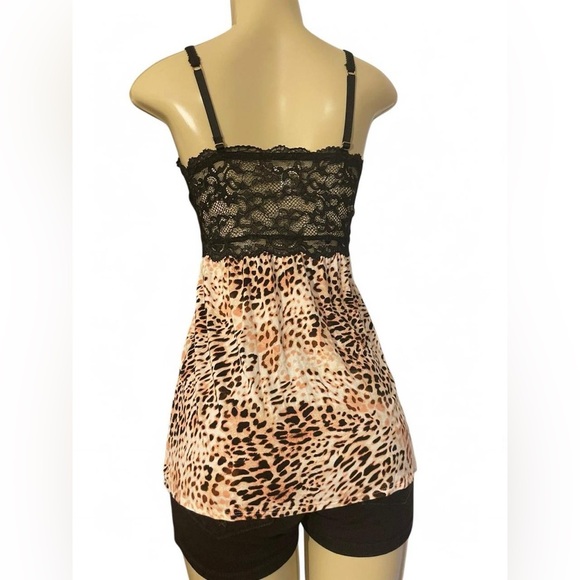 Soma Black and Brown Chemise with Lace and Animal Print - Picture 4 of 4